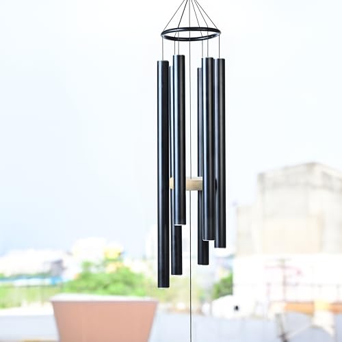 Image of ZAICUS 41 Inch Large Wind Chime for Home Balcony, Outdoor Garden & Vastu - Soothing Sound, Hanging Decor- Black