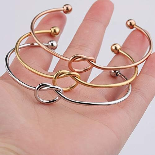 ONLYJUMP 14K Gold Plated Forever Love Knot Infinity Bracelets for Women Simple Delicate Open Adjustable Love Heart Cuff Bracelet Minimalist Knot Bangles Bracelet Fashion Jewellery Gift - Image 4