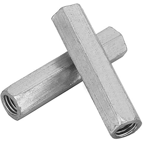 Coupling Hex Nut, Long Hex Nut Fasteners Long Rod Coupling Nut Threaded Zinc Plated Carbon Steel Connecting Joint Nut 2pcs M10*60, Nuts Cover