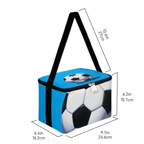 GzLeyigou Lunch Bags for Women Men 9 Cans,Soccer Ball Hot & Cold Food Delivery Bag Insulated Grocery Bag Insulated Lunch Box Cooler Bag for Office Work Picnic Beach