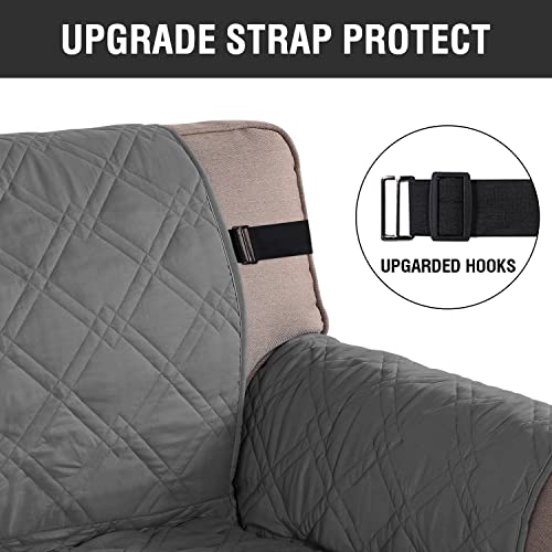 Xmntg 100% Water Resistant Reversible Recliner Slipcovers Chair Covers Width Up To 22 Inch Non Washable Furniture Protector With Elastic Strap Non Slip Backing For Living Room Kids Pets (Large, Grey) #TOP2