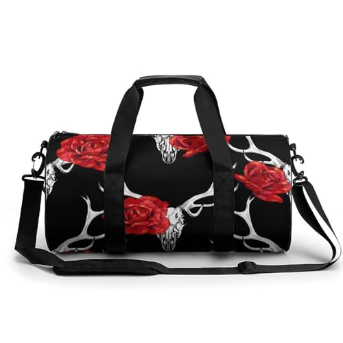 Sac de sport Fleur Rouge Élan de 45cm idéal pour le gym et les voyages de week-end