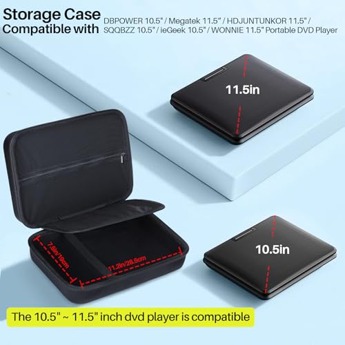 Lebakort Hard Carry Case Compatible with DBPOWER 10"/DBPOWER 10.1"/ YOTON 10.1"/SQQBZZ 10.1" / ieGeek 11.5" Portable DVD Player （Black+Blue） - Image 7