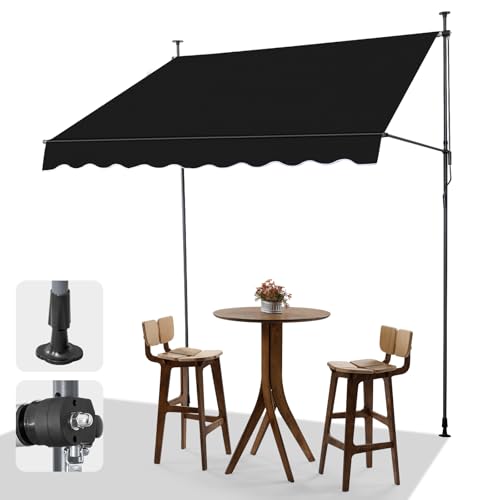 LEADZM Store Banne Manuel Rétractable,200 x 150 cm Auvent,Banne sans Perçage,Imperméable Résistant aux UV 50+ avec Manivelle Ergonomique,Hauteur Réglable,pour...