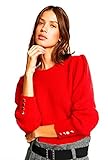 100% polyester Morgan Pull UNI COL Rond 212-MCASSIS Over, Rouge, L Femme