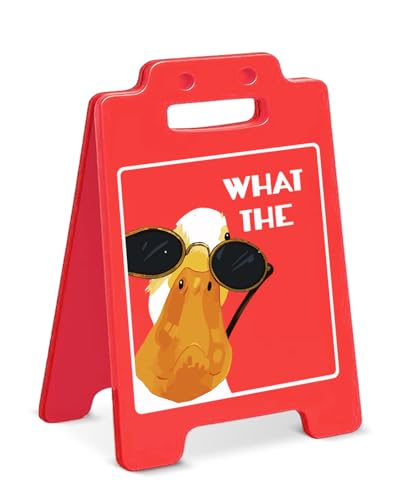 Funny What the Duck Desk Decor Sign Humor Glasses Duck Desk Sign for Home Office Cubicle Decorations, Funny Gifts for Women Men