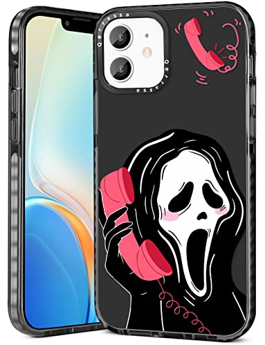 Qerrassa Black Skull Case for iPhone 11 Cute Cartoon Character Kawaii Soft TPU Cover for Girly Girls Kids Boys Phone Cases Funny Pattern Fashion Protective Case for iPhone 11