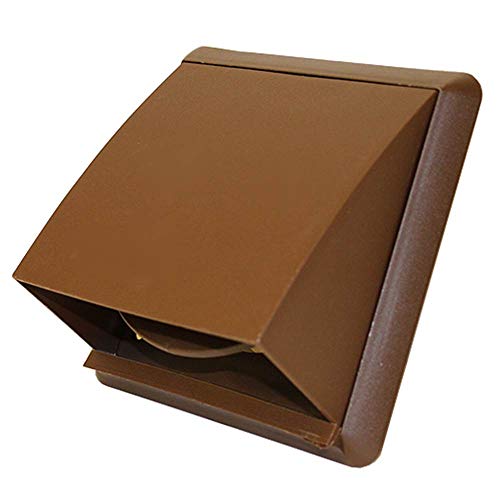 Kair Brown Cowled Outlet Grille 155mm External Dimension Wall Vent with Rectangular 110mm x 54mm Rear Spigot and Wind Baffle Backdraught Shutter