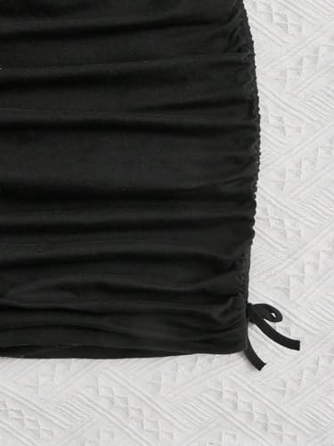 Verdusa Girl's Short Sleeve Rhinestone Star Pattern Drawstring Side Ruched Dress3