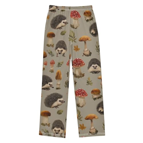 ZZXXB Hedgehog Mushrooms Boys Long Pants Soft Trousers Elastic Waist Kids Lounge Bottoms with Pockets S-XL