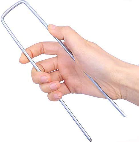 VONVOFF Garden Landscape Stakes,100pcs 6 Inch Galvanized Ground Stakes Pins,U-Shaped Staples,Heavy Duty Sod Pins Fence Stakes for Landscape Fabric, Weed Barrier, Seed Blanket,Ground Cover.