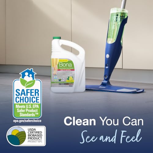 Image of Bona Multi-Surface Floor Cleaner Refill - 96 fl oz - Lemon Mint - Residue-Free Floor Cleaning Solution refill for Spray Mop and Spray Bottles - For Use on Stone, Tile, Laminate, and Vinyl Floors