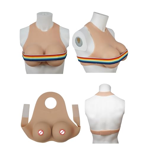 Silicone Breasts Forms, Silicone Fake Breastplate C CUP Silicone Filled Fake Boobs for Crossdressers Drag Queen3