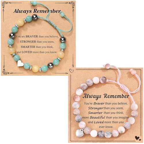 agogue 2 Stück Naturstein Armband und Grußkarte,Herzanhänger Freundschaftsarmbänder Teenager Mädchen Geschenke,Naturstein Armband Damen Süße Herzarmbänder für Frauen Mädchen Schmuck Geschenk agogue 2 Stück Naturstein Armband und Grußkarte,Herzanhänger Freundschaftsarmbänder Teenager Mädchen Geschenke,Naturstein Armband Damen Süße Herzarmbänder für Frauen Mädchen Schmuck Geschenk