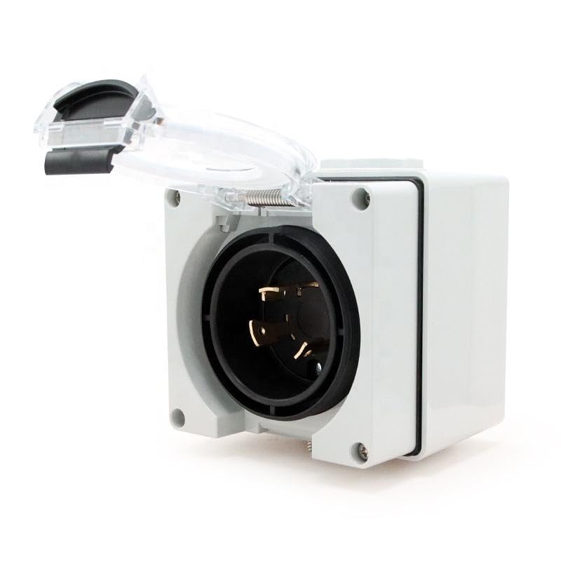 NEMA L6-30P Power Inlet Box, 30A 250V Outdoor Weatherproof Wall Socket, 12500W Generator Plug for Industrial Use