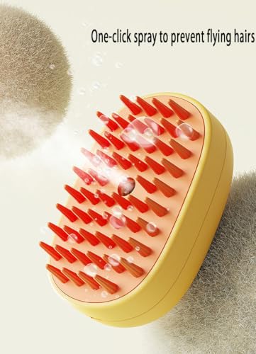 Image of Steam Cat Brush Dog Brush for Shedding Rechargeable Cat Brush Unique Pet Brush (yellow)