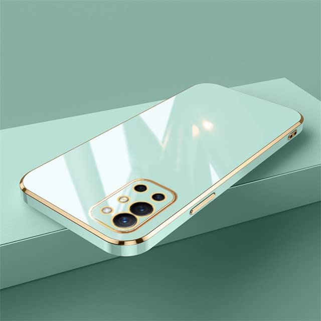for OnePlus 9R Luxury Square Plating Phone Case Solid Color Soft Silicone Back Cover (for OnePlus 9R, Mint Green)