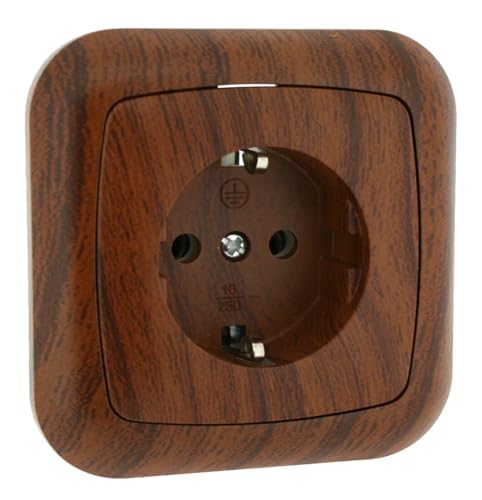 Enchufe empotrable - enchufe de madera, tipo T.T.L., ideal para instalaciones en interiores, diseño elegante y funcional. *
