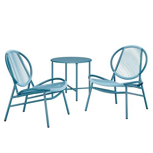 SONGMICS Ensemble Salon de Jardin, 3 Pièces, Chaises Acapulco, Salon d Extérieur, Table d Appoint et 2 Chaises, Ensemble de Mobilier d Intérieur et d...