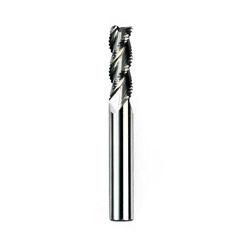 HRC50 3Flutes Tungsten Solide Carbide Roughing End Mills for Cutting Aluminium with no Coating CNC Router Bit Wood Metal milling Cutter Shank Dia 1/4 inches (1pc, 1/4" x1/4"x3/4"x2")