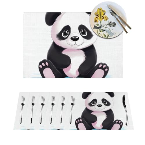 Sets de table lavables panda pour repas de famille sans taches et décoration de cuisine joyeuse - 2