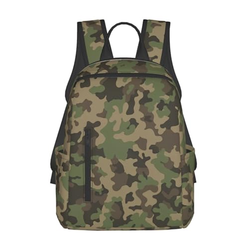 Sac à dos léger camouflage vert noir de voyage et shopping