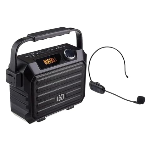 Voice Amplifier for Teachers - Wireless Microphone Headset & Speaker 30W Bluetooth 5.0 Portable Pa System with Echo,FM,Megaphone Speaker Supports USB/TF Card/Aux for Classroom,Speaking,Singing Cover