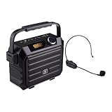 Voice Amplifier for Teachers - Wireless Microphone Headset & Speaker 30W Bluetooth 5.0 Portable Pa System with Echo,FM,Megaphone Speaker Supports USB/TF Card/Aux for Classroom,Speaking,Singing