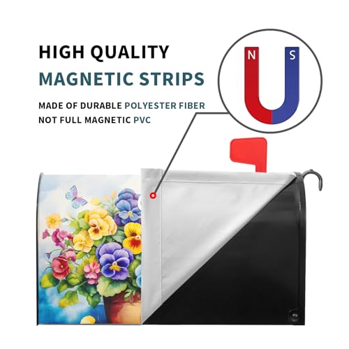 Image of Welcome Spring Summer Magnetic Mailbox Cover - Standard Size 18 X 21 Inch With Flowers and Butterfly - Floral Wraps for Post Letter Box - Outdoor Garden Yard Home Outside Decoration