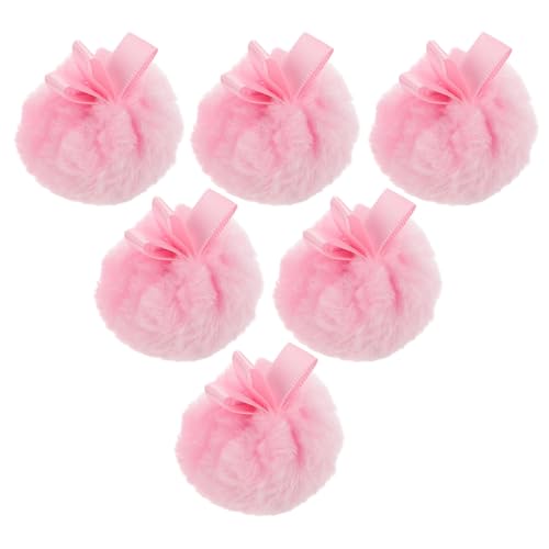 CAXUSD 6 Borlas de Maquillaje Cara de Felpa Rosa, Ligeras y Lavables, Forma Redonda Esponjosa, Ideales para Uso Profesional y Diario