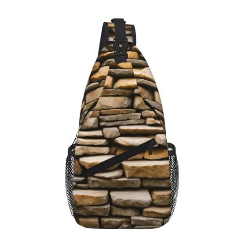 NBAGHPQ Rustic Rocks - Mochila cruzada con estampado de pared de ladrillo para hombres y mujeres, para viajes, uso diario, moda, mochila cruzada