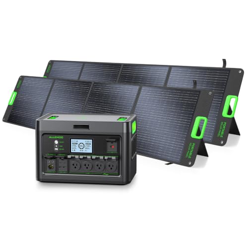Image of 2400W Portable Power Station with 2x200W Solar Panel (Ship Separately) | LiFePO4 1843.2Wh Home Battery Backup,Solar Generator,Total 12 Outlets(2400W AC Outlets), Type-C PD100W,RV Trip,Camping