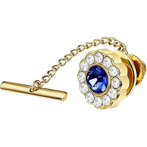 AMITER Crystal Pearl Tie Tack with Chain Cover