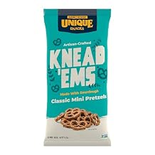 Unique Snacks Knead Ems Sourdough Mini Pretzels 3 Pack, 11 oz Bags - Artisan Vegan Snack, Non-GMO, Kosher, Bold Crunchy Flavor