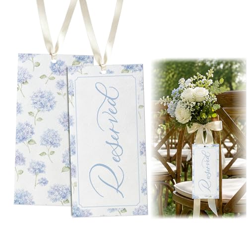 RTXLEZM 6 Pcs Reserved Seating Signs Tag with Ribbon Wedding Chair Tags