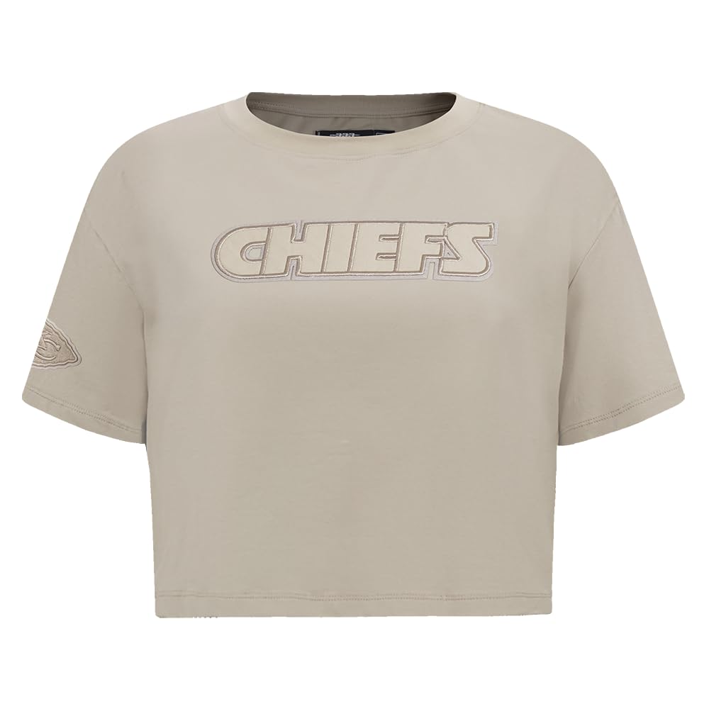 Pro Standard Womens NFL Kansas City Chiefs Neutral Short Sleeve Boxy Tee Taupe L
