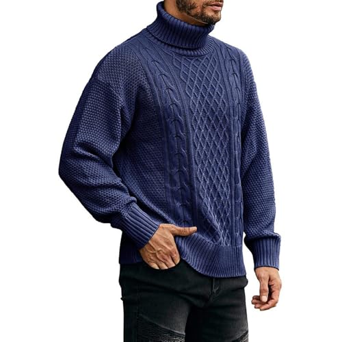 Men's Turtleneck Sweater Casual Long Sleeve Knit Pullovers Sweater2