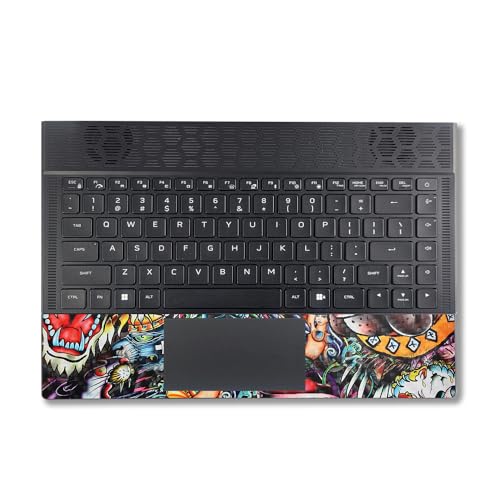 Image of MightySkins Carbon Fiber Skin Compatible with Alienware X14 R2 (2023) Full Wrap Kit - Old School Tattoo | Protective, Durable Textured Carbon Fiber Finish | Easy to Apply | Made in The USA