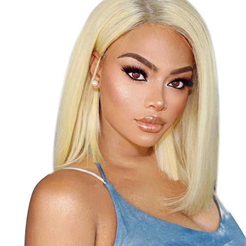 Beauhair 613 Bob Wig Brazilian Straight Lace Front Wig Blonde Human Hair Wigs 4×4 Lace Front Bob Wigs 130% Density Pre Plucked With Baby Hair Virgin Human Hair (8 inch)