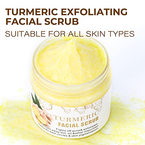 Turmeric Facial Scrub & Face Exfoliator, Exfoliating Face Scrub, Facial Exfoliator For Dark Spots Acne, Brightening Facial Scrub, Deep Cleansing Facial Scrub For Women Men For All Skin Types - 3.25 Oz #TOP5