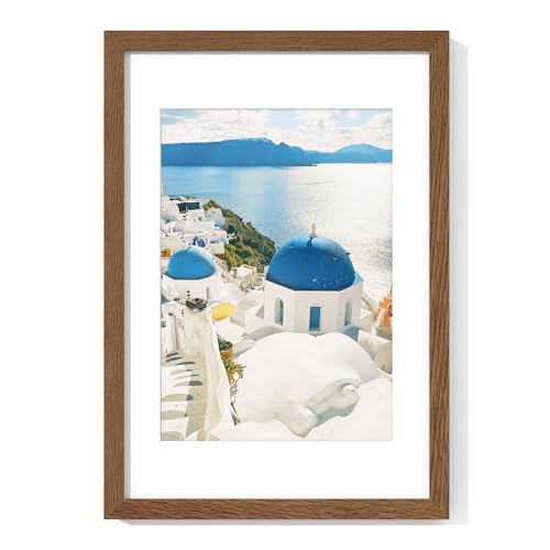 Axeman A3 Picture frame with mat for A4, Solid Oak Wood Document Frame, Walnut