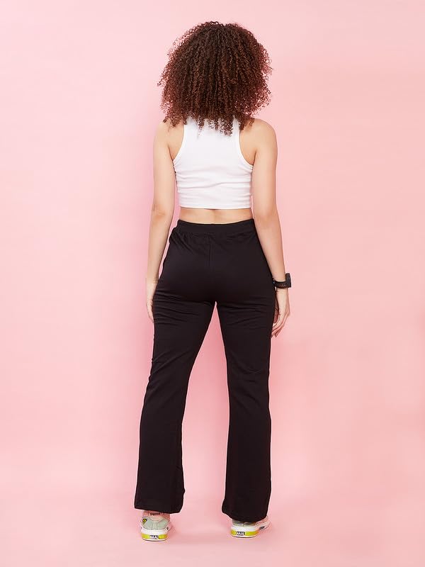 Image of Evolove Cotton Track Pants for Women with Side Pockets | Regular Fit Waistline Elastic Night Wear Joggers