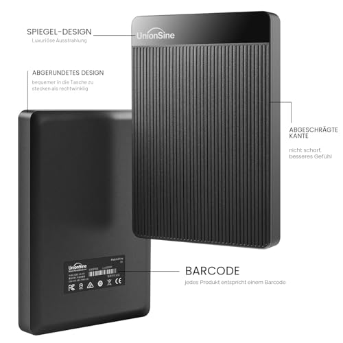 UnionSine Externe Festplatte 500GB ultradünn tragbar 2,5 Zoll USB 3.0, SATA – Ansicht 2