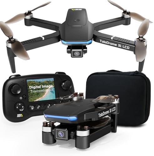 Toladrone TD31LCD Drone with Camera, Drone for Adults Drone with Brushless Motor ESC Camera, LCD Display Real Time Remote Control FPV Transmission, RC Quadcopter FPV