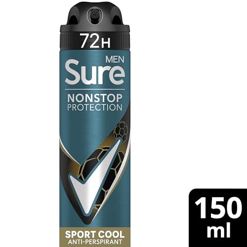 Sure Men Nonstop Protection Sport Cool Deodorant Body Spray Antiperspirant with a mint and citrus scent & body heat activated technology for 72 hour odour and sweat protection 150 ml - Image 2