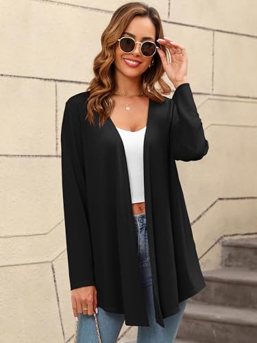 Image of Women's Lightweight Open Front Cardigans Casual Soft Drape Spring Summer Fall Cardigan S-3XL