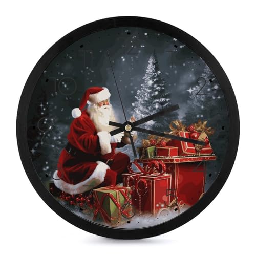 Horloge murale numérique sans tic-tac Père Noël lisible et à piles