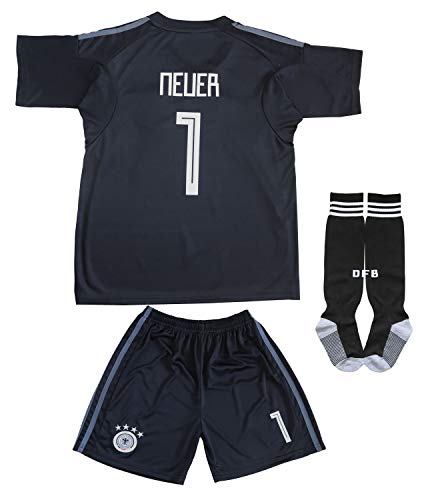 KID BOX Germany Neuer #1 Goalie Football Soccer Kids Goalkeeper Jersey Short Socks