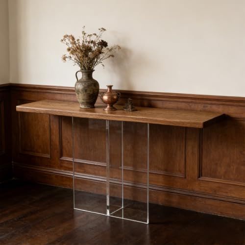 Mesa consola de madera maciza premium de diseño moderno y compacto para pasillos elegantes 4