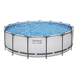 Bestway Steel Pro, Max Round Frame Swimming Pool with Filter Pump, Above Ground Frame Pools, Grey, 15ft